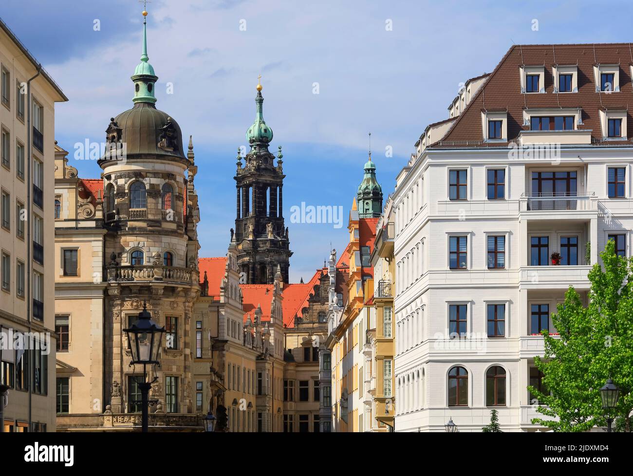 Katholische Hofkirche in Dresden on sunny day, Saxony, Germany Stock Photo