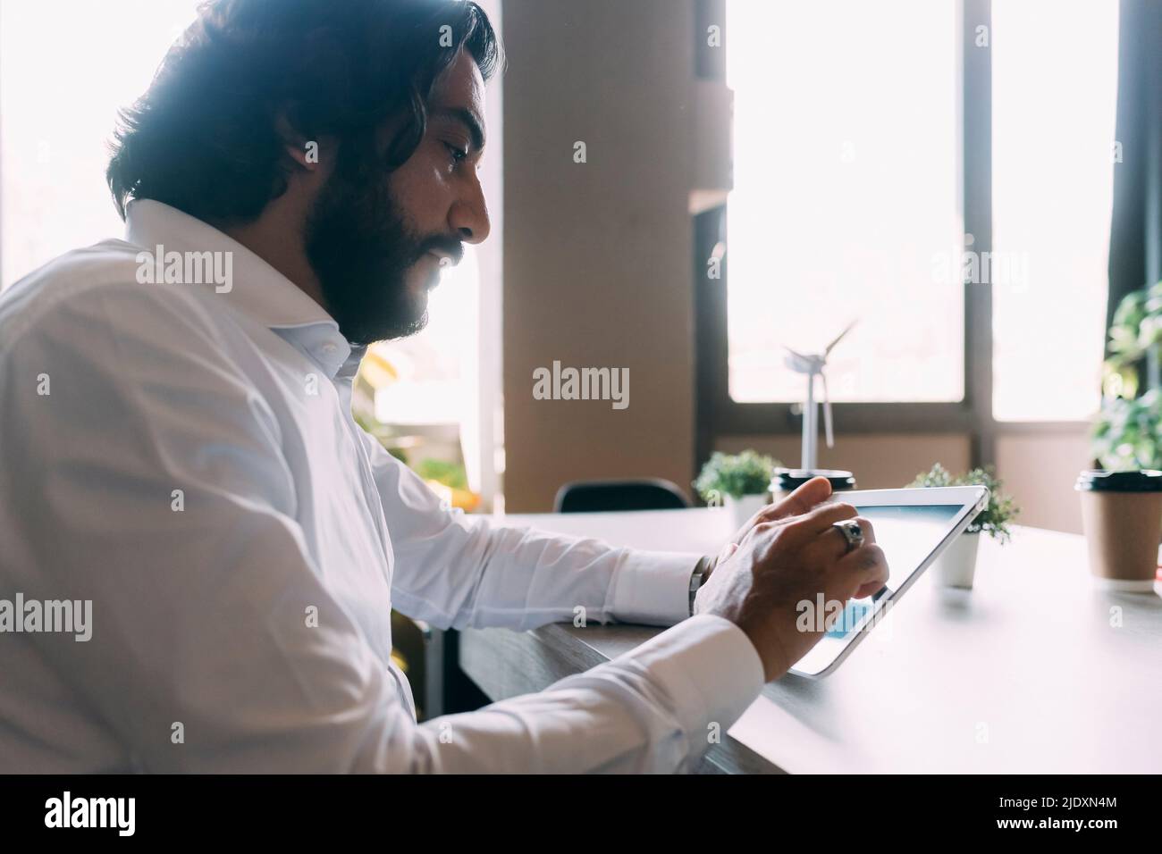 Mature businessman using tablet PC at office Stock Photo