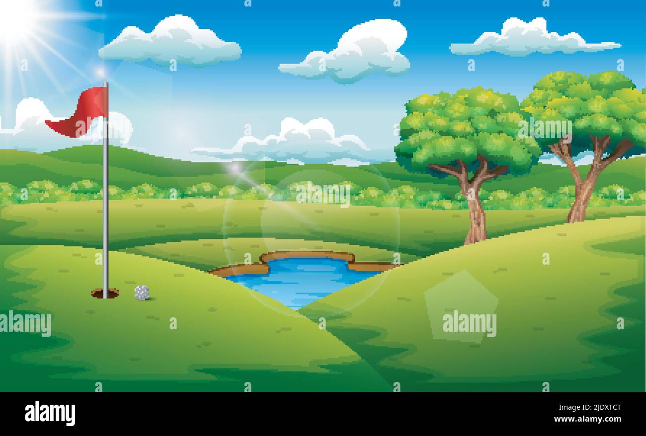 Sunny golf course Stock Vector Images - Alamy