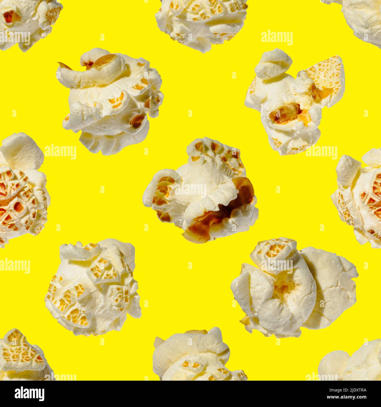 seamless pattern - popcorn. popcorn on a yellow background, pattern Stock Photo
