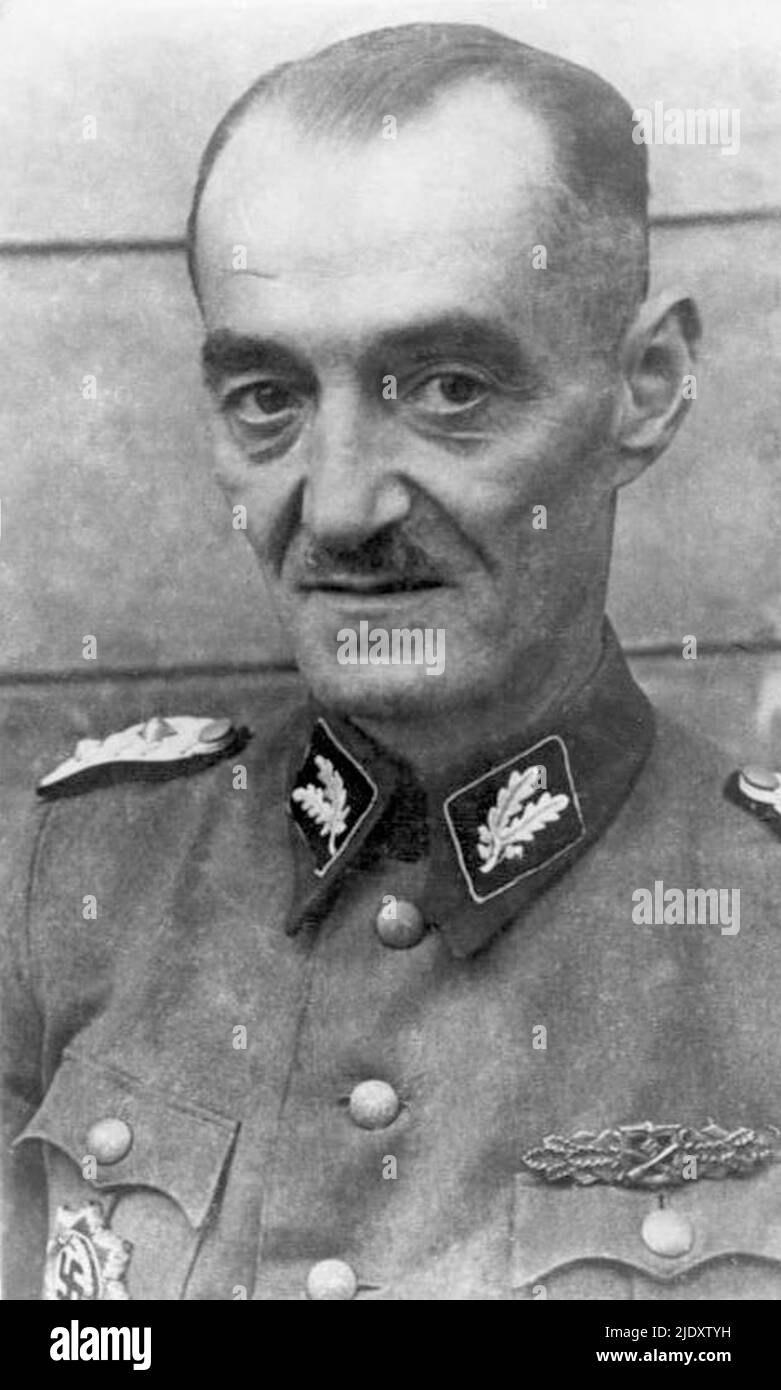 A portrait of Oskar Dirlewanger. He was the leader of an SS brigade composed of convicted criminals and even among the SS he was considered as particularly violent. Stock Photo