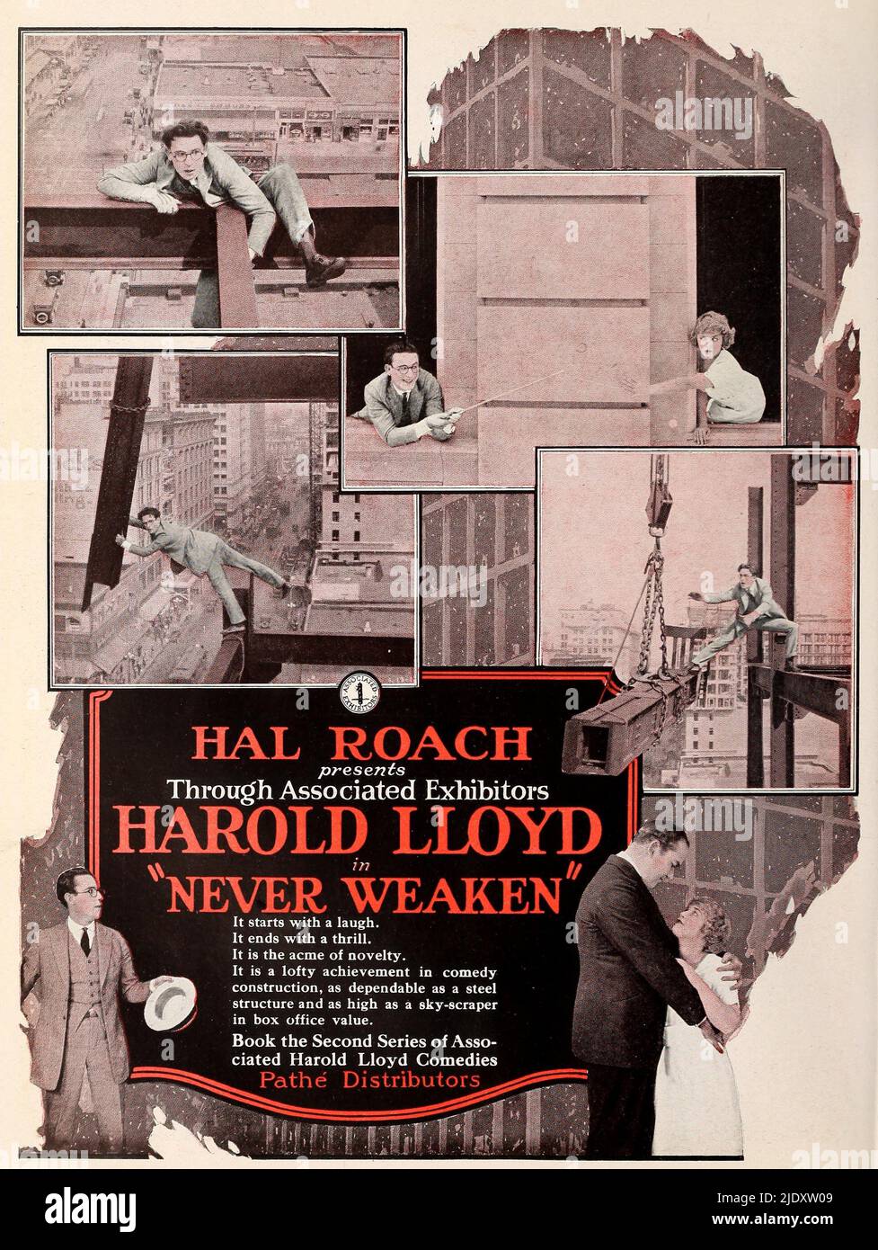 Poster for the 1921 Harold Lloyd film Never Weaken Stock Photo - Alamy