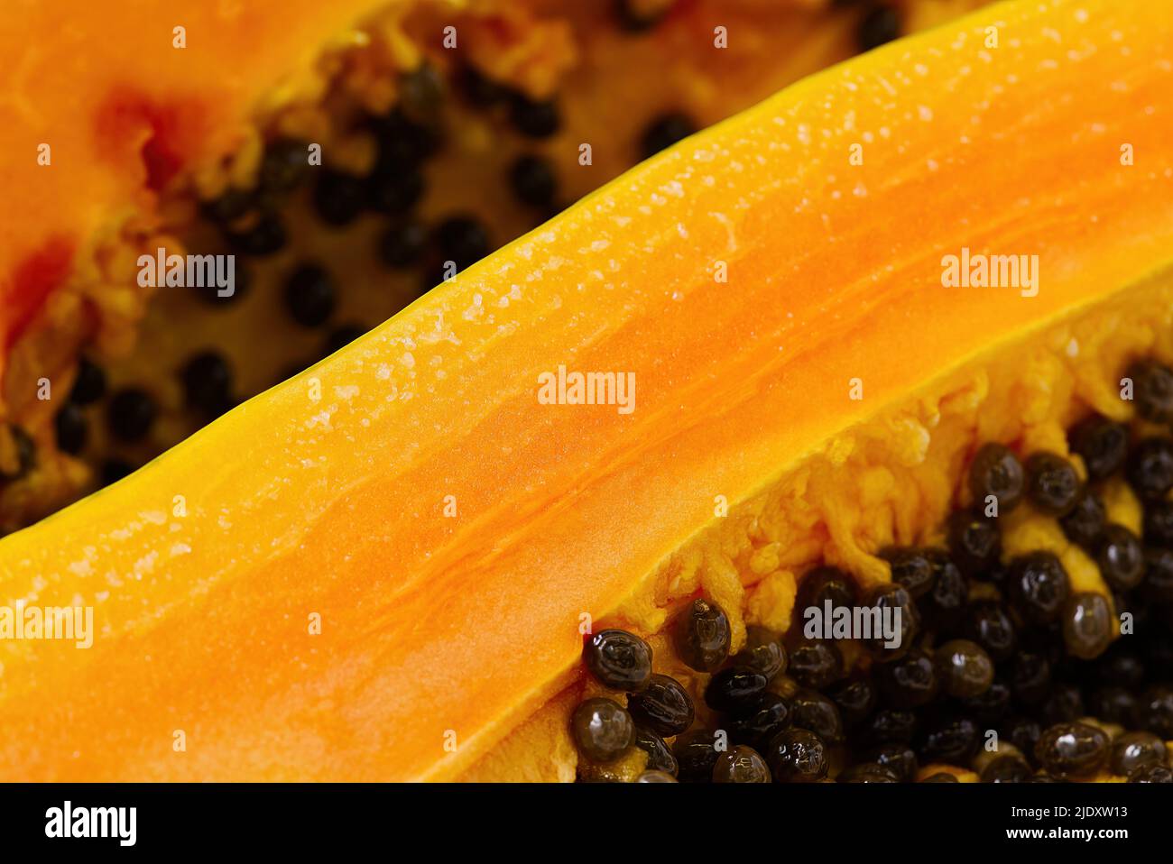 Close up of of ripe papaya. View of the Inside of a Papaya. Sweet