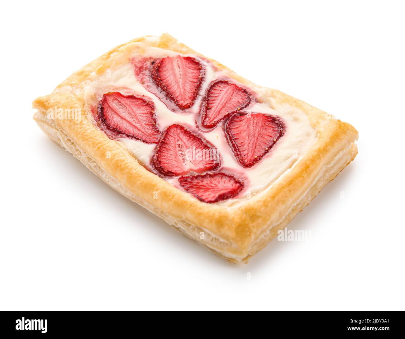 Strawberry puff pastry on white background Stock Photo - Alamy