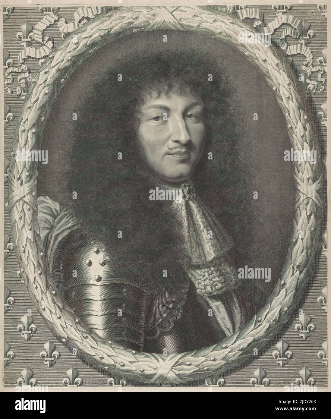 Portrait of Louis XIV, king of France., print maker Robert Nanteuil