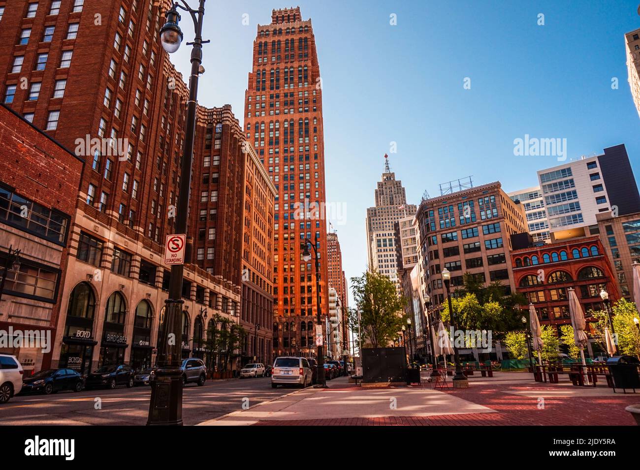 Street view from the downtown of Detroit MI, USA Stock Photo Alamy