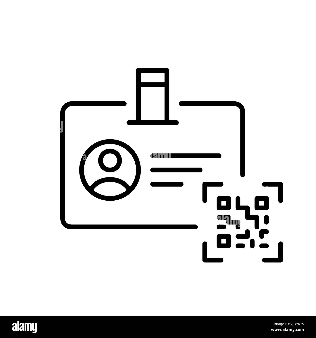 ID card with a QR code identification. Pixel perfect, editable stroke ...