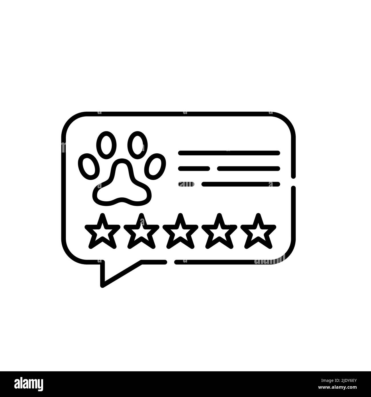 5 star review for animal care services such as veterinary clinic or pet shop. Pixel perfect, editable stroke line icon Stock Vector
