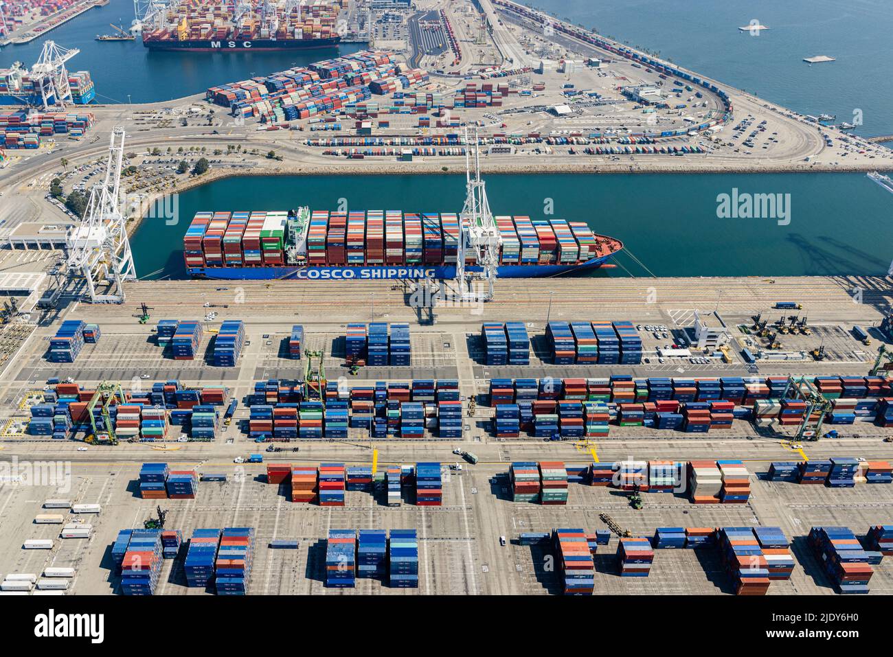 Container Port of Long Beach Aerial Stock Photo