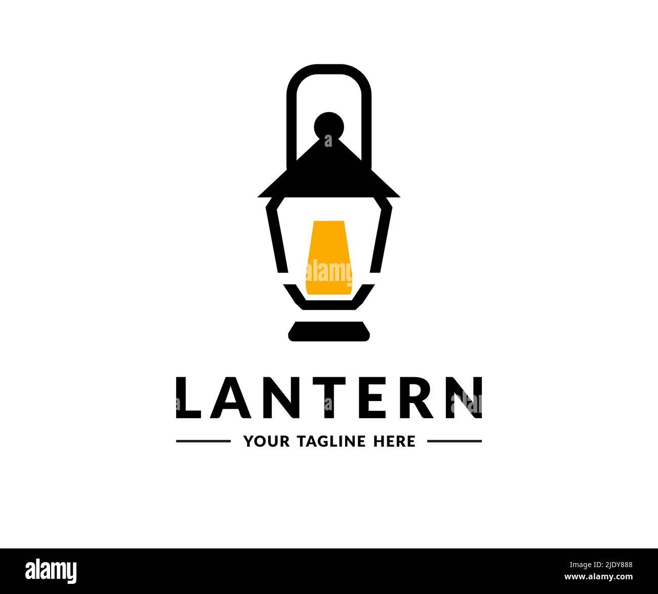 Vintage old lantern lighting logo design. Burning lantern, Glass oil lamp. Storm lantern  vector design and illustration. Stock Vector