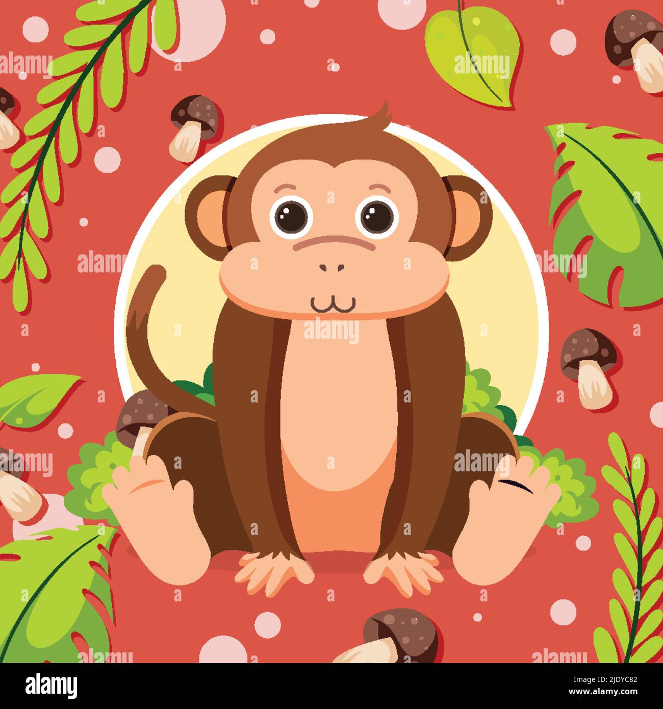 Cute monkey in flat cartoon style illustration Stock Vector Image & Art ...