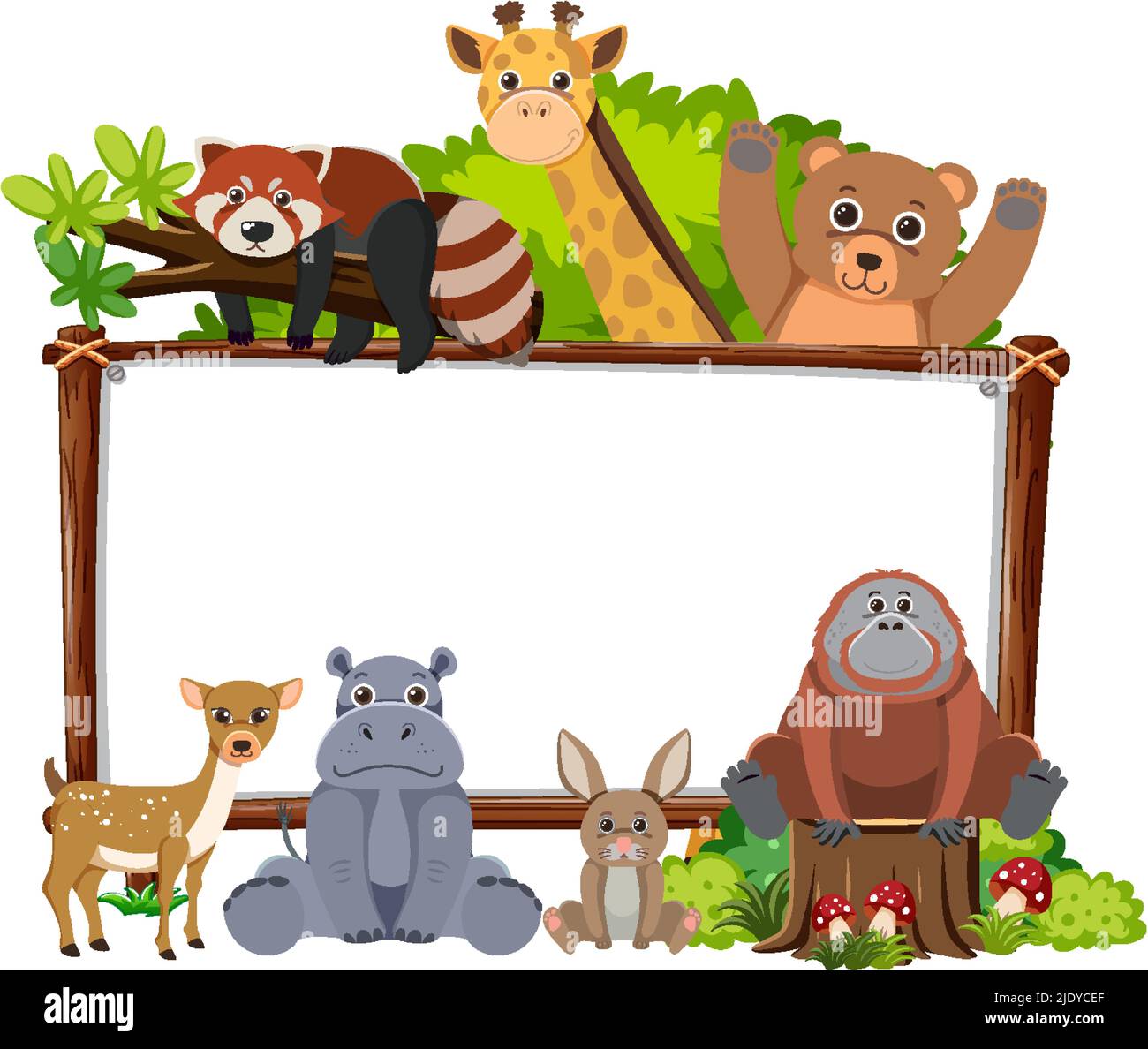 Blank board with wild animals illustration Stock Vector Image & Art - Alamy
