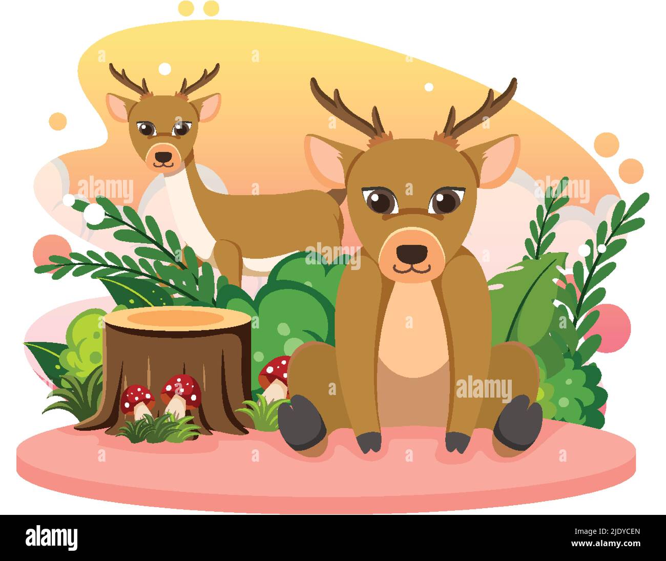 Two cute deers in flat cartoon style illustration Stock Vector Image ...