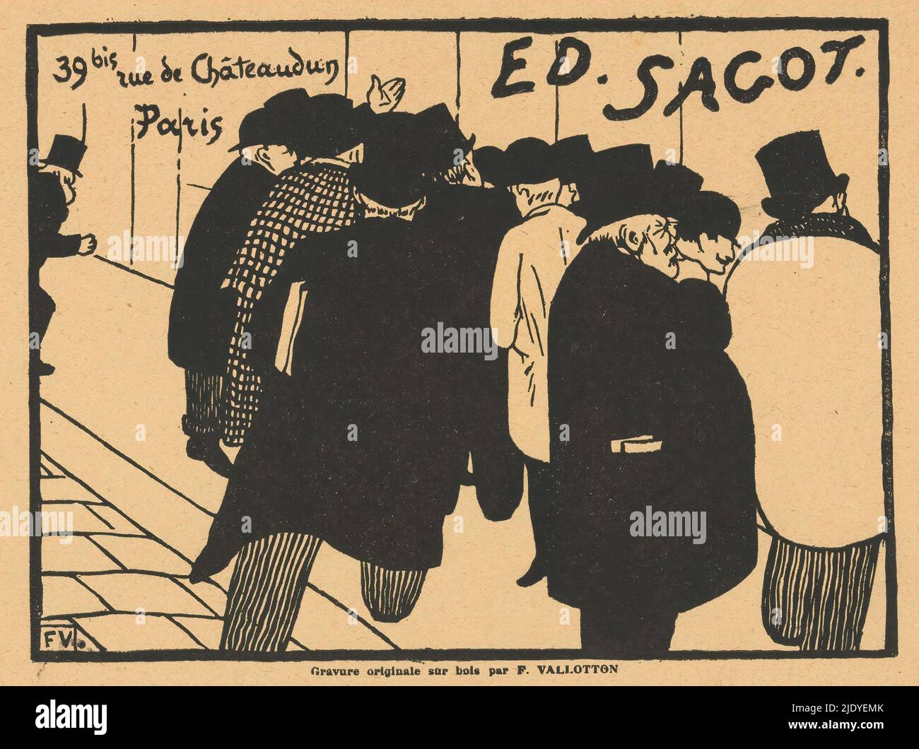 Business card of print dealer Edmond Sagot in Paris, People on the