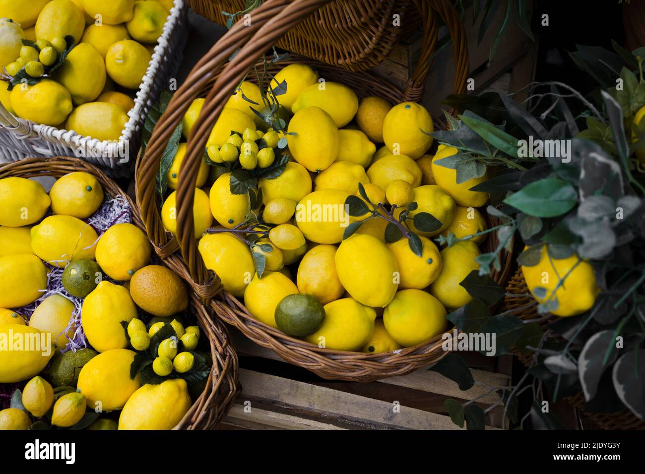 shot of a decoration with artificial lemons Stock Photo Alamy