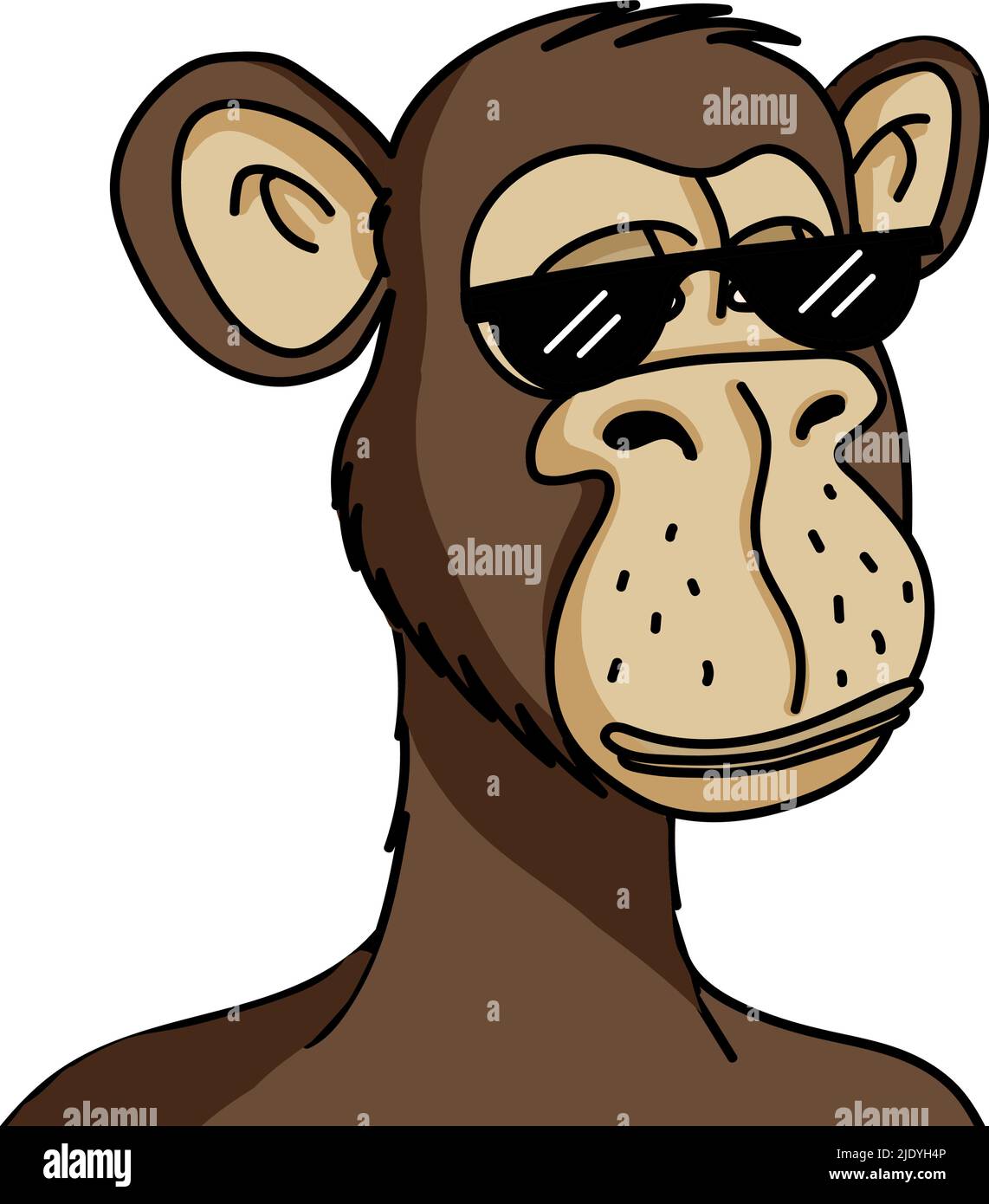 Bored ape NFT isolated on white background. Non fungible token