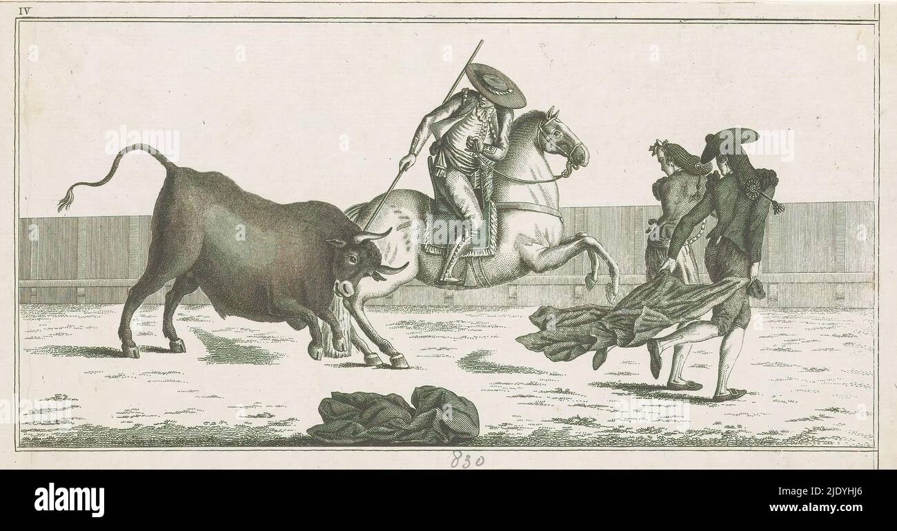 Picador thrusting his lance into a bull, Coleccion de las principales ...
