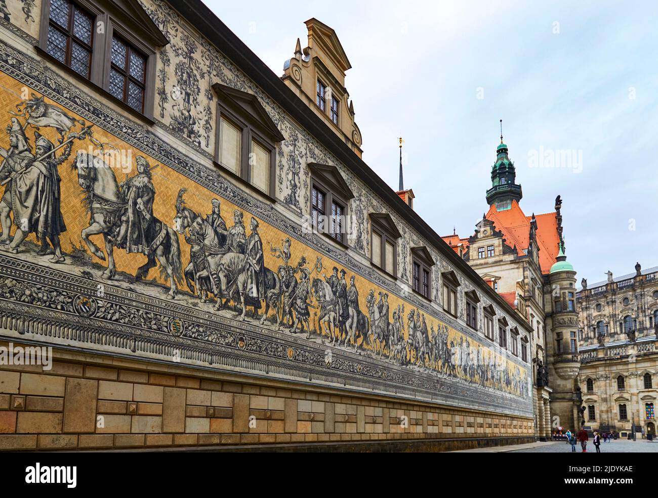 Famous mural art Procession of Saxon rulers. Dresden, Germany Stock ...