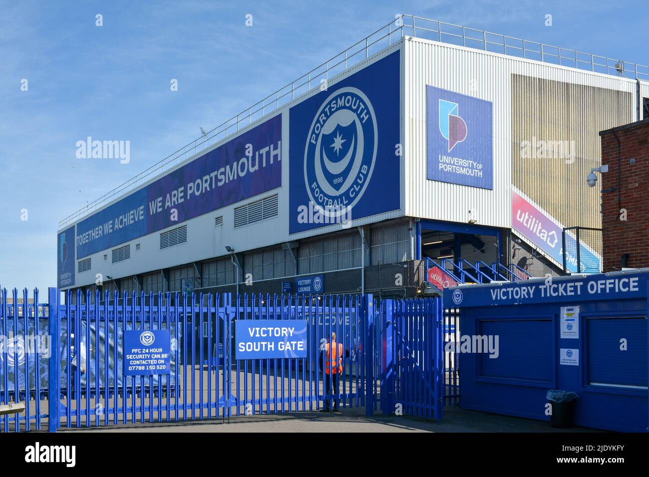 South gate entrance to Fratton Park, home ground of Portsmouth football club. Stock Photo