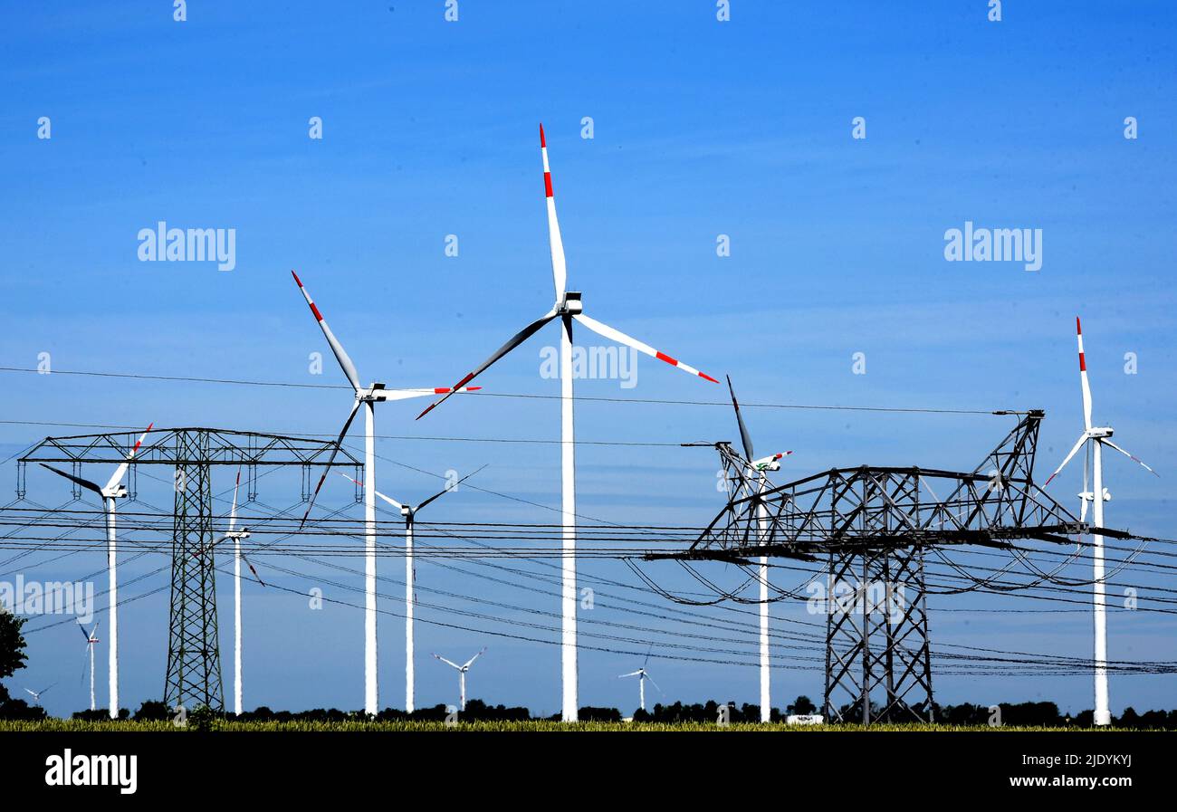 22 June 2022, Saxony-Anhalt, Bad Lauchstädt/Teutschenthal: Wind ...