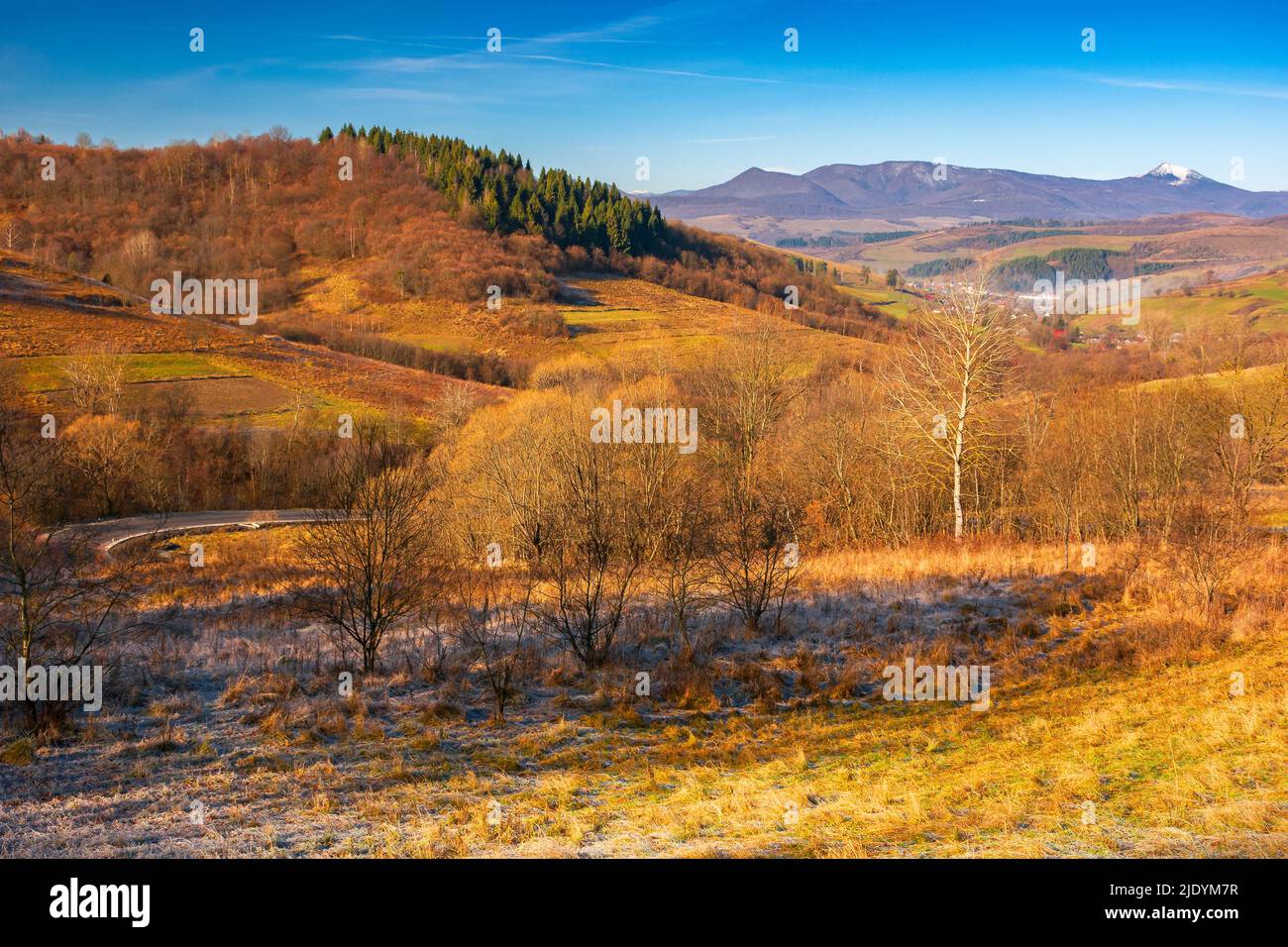 countryside landscape in autumn on a sunny morning. beautiful outdoor ...