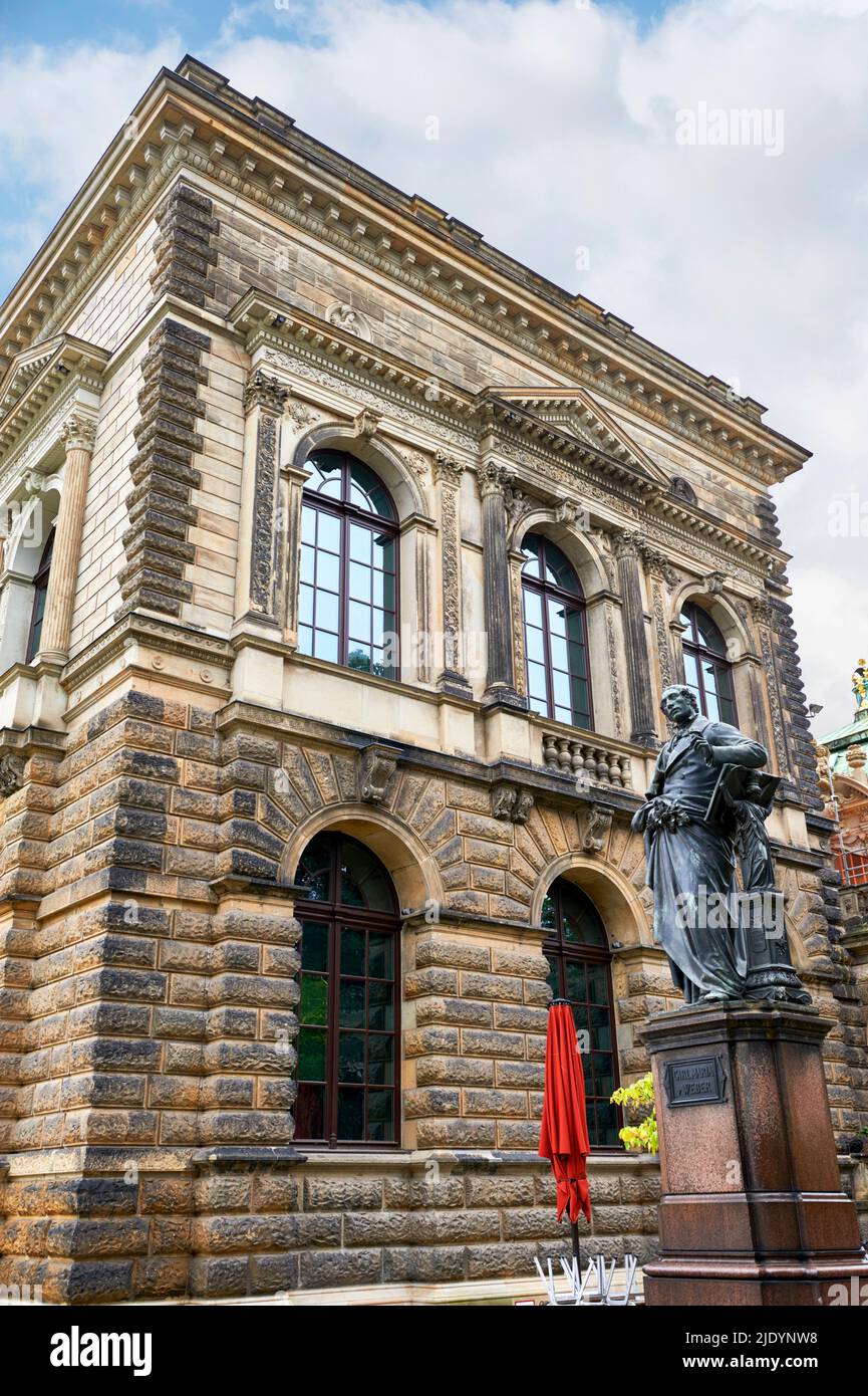 Monument to Carl Maria von Weber on Theaterplatz, Dresden , Germany Stock Photo