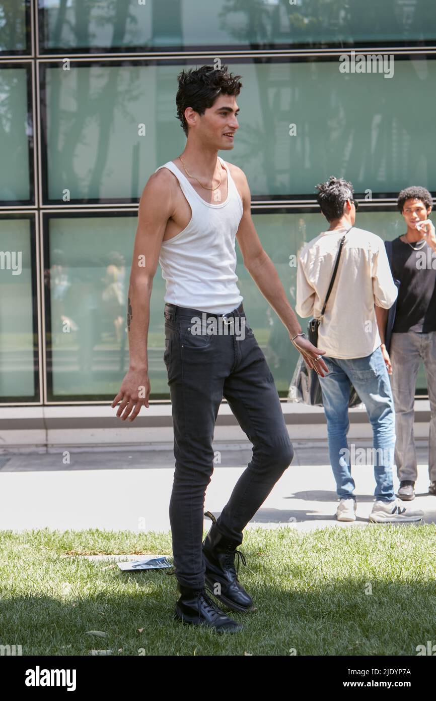 White tank top man hi-res stock photography and images - Alamy