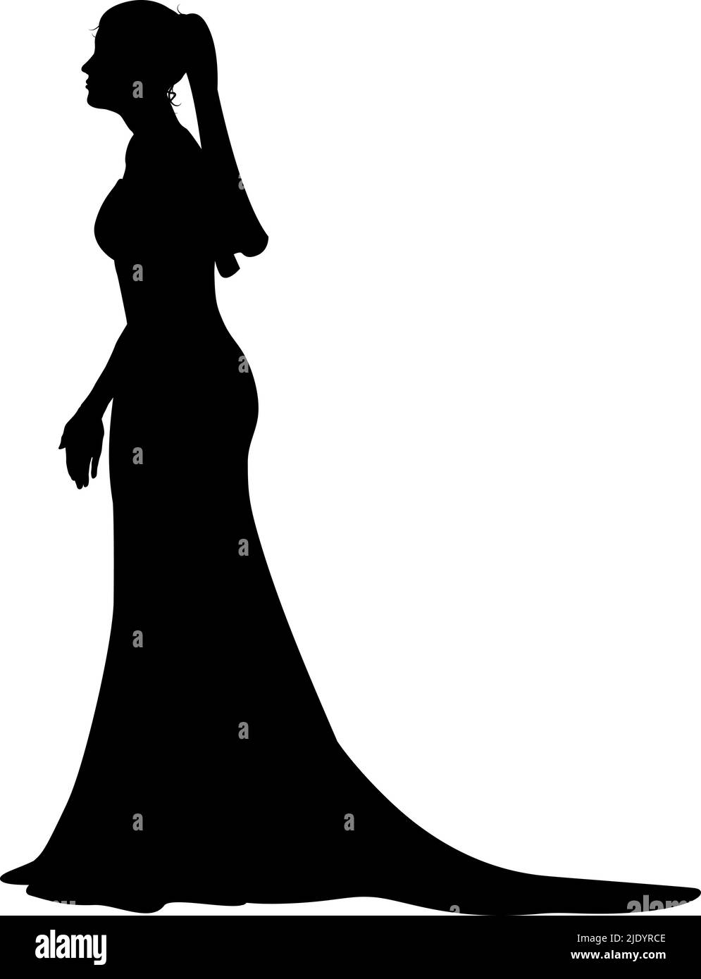 Bride Bridal Wedding Dress Silhouette Woman Design Stock Vector Image ...