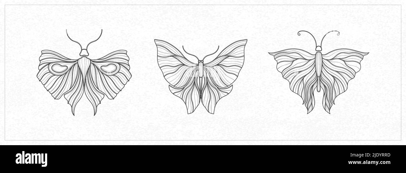 Art nouveau style butterfly. 1920-1930 years vintage design. Symbol motif design. Stock Vector