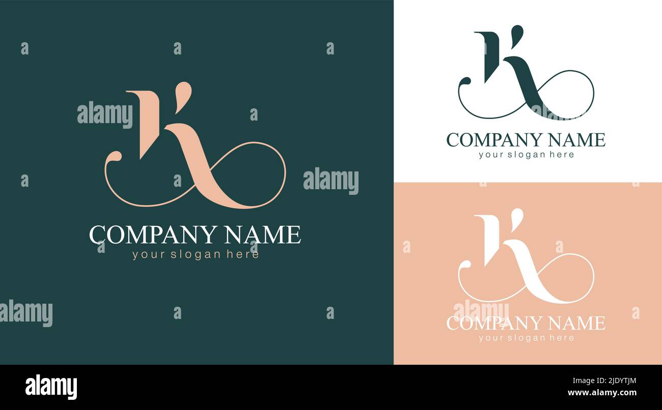 K letter monogram. Elegant luxury K logo. Calligraphic style. Corporate