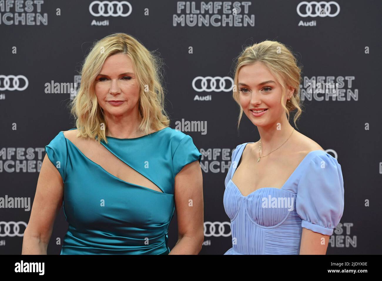 Veronica FERRES (actress), Lilly KRUG (daughter of Veronica FERRES). Red Carpet, Red Carpet, Opening 39th Filmfest Muenchen on 06/23/2022.Gasteig HP8. Stock Photo