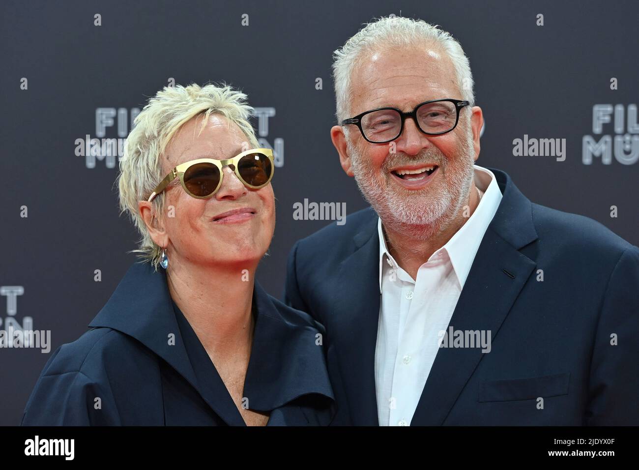 Doris Doerrie and partner Martin Moszkowicz. Red Carpet, Red Carpet, Opening 39th Filmfest Muenchen on 06/23/2022.Gasteig HP8. Stock Photo
