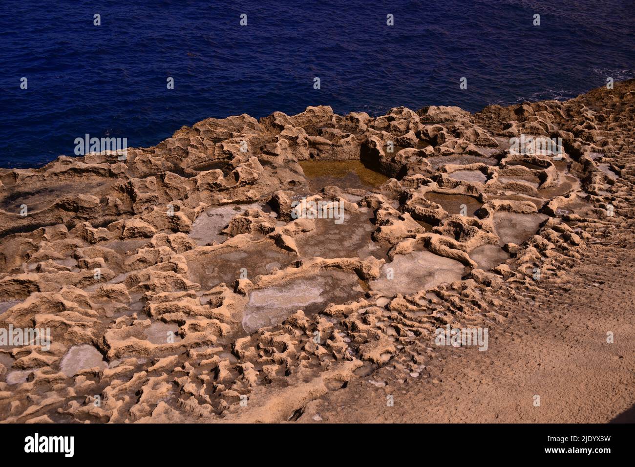 Dreamlike rock formations of the coast of Gozo, Malta Stock Photo