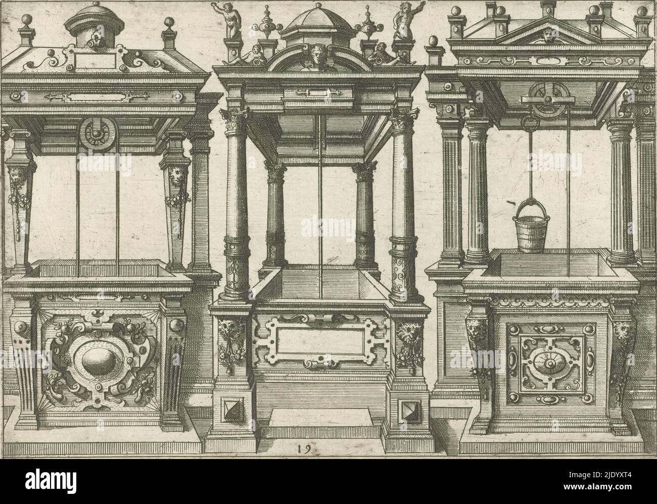 Three rectangular wells side by side, Water wells (series title), Three ...
