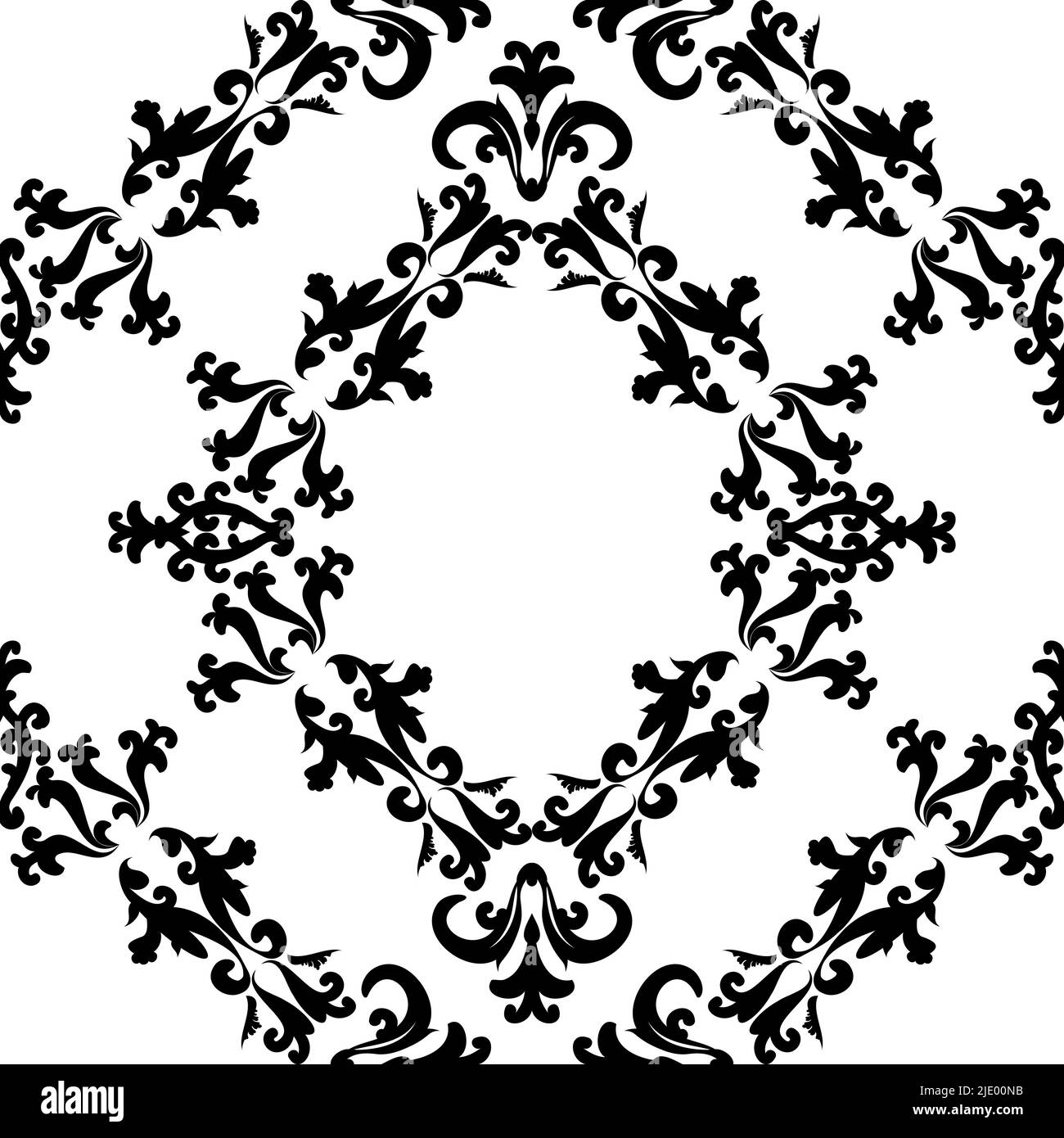 Vintage decorative black and white pattern. Seamless ornament in damask