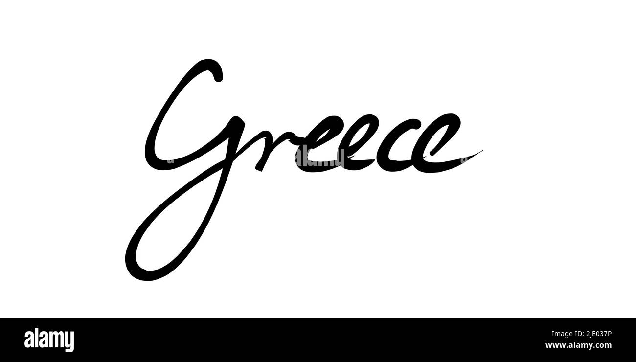 Greece country name handwriting. Handwritten word text sign Stock