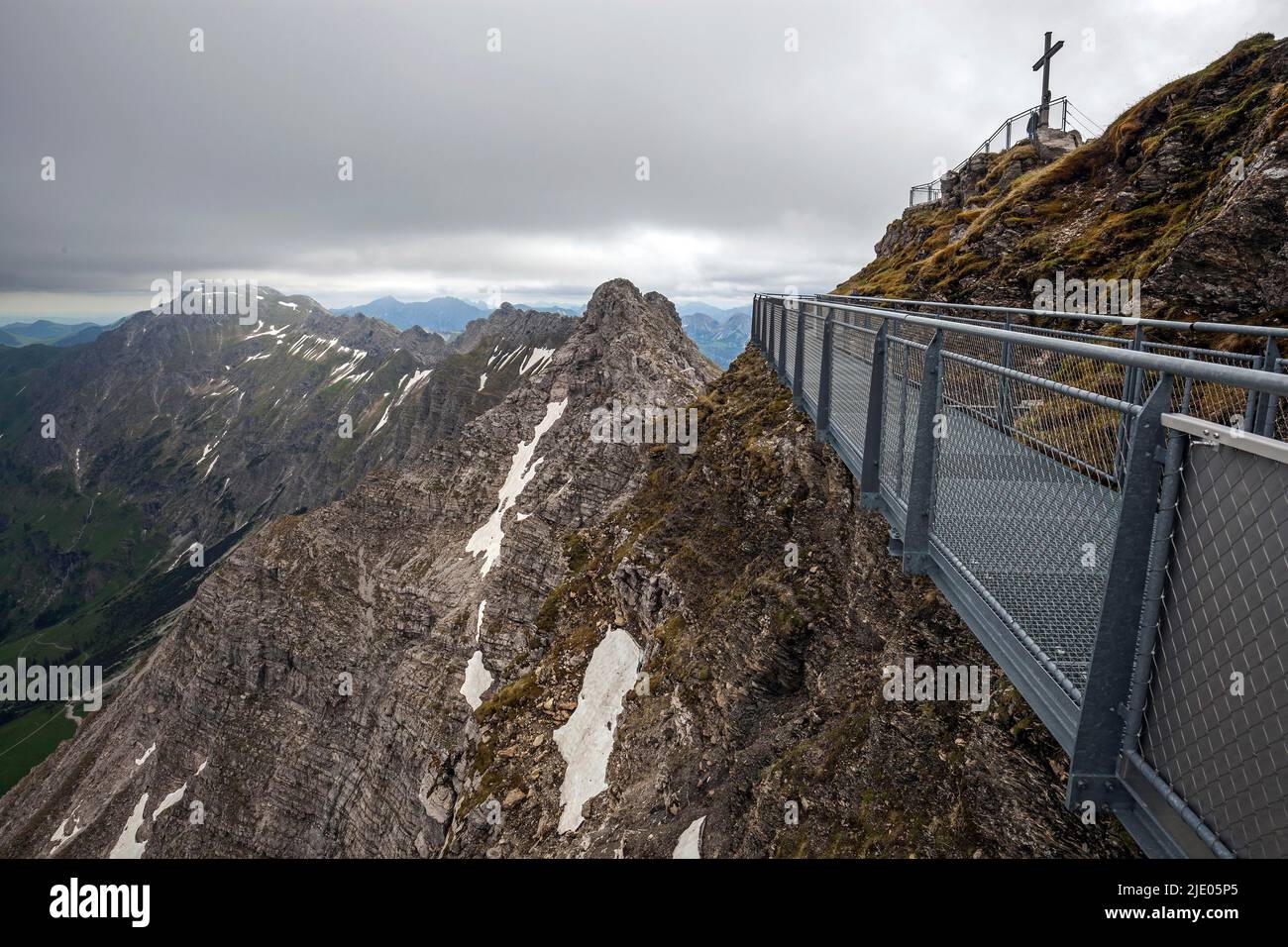 Lookout Platform at Nebelhorn Summit, Allgau Alps Stock Photo