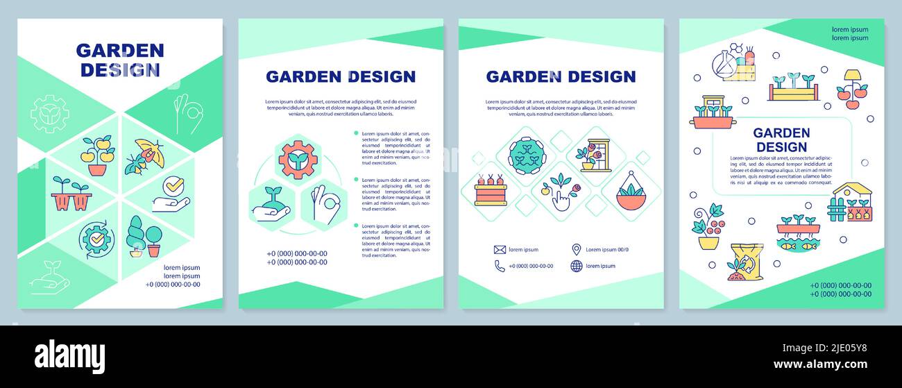 Garden design green brochure template Stock Vector