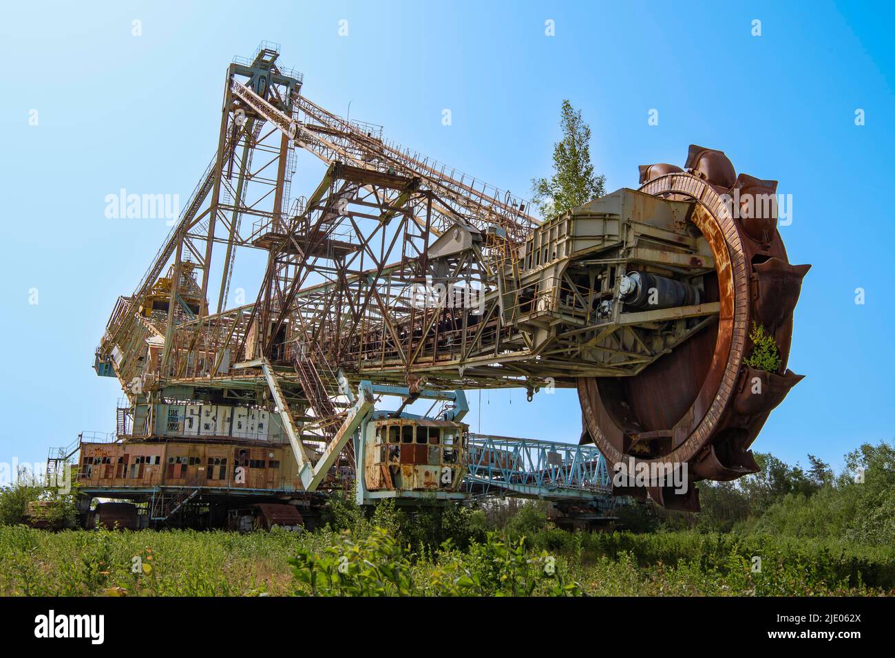 Boom with conveyor belt and huge bucket wheel, excavator, bucket wheel