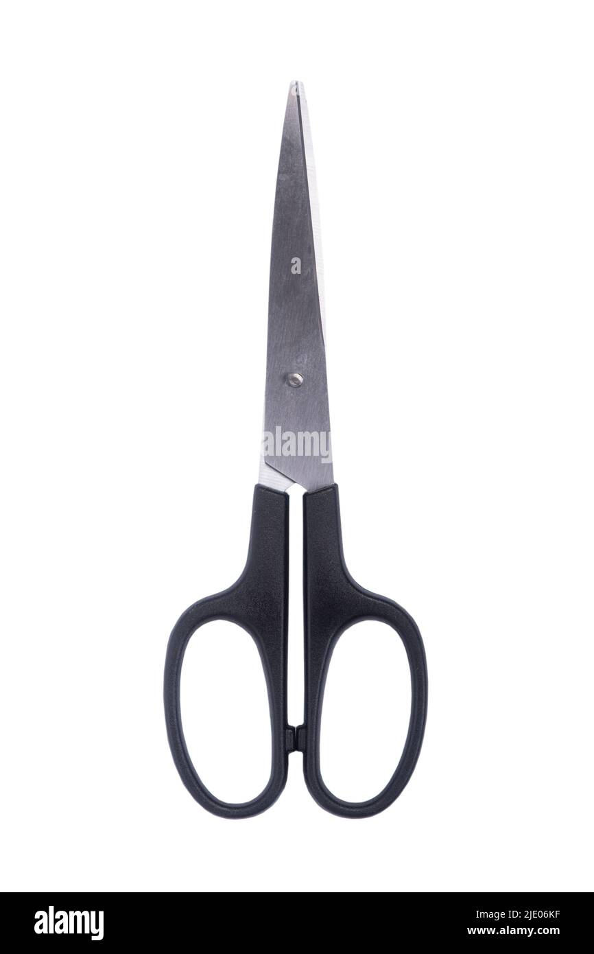 New black stationery scissors isolated on white background Stock Photo