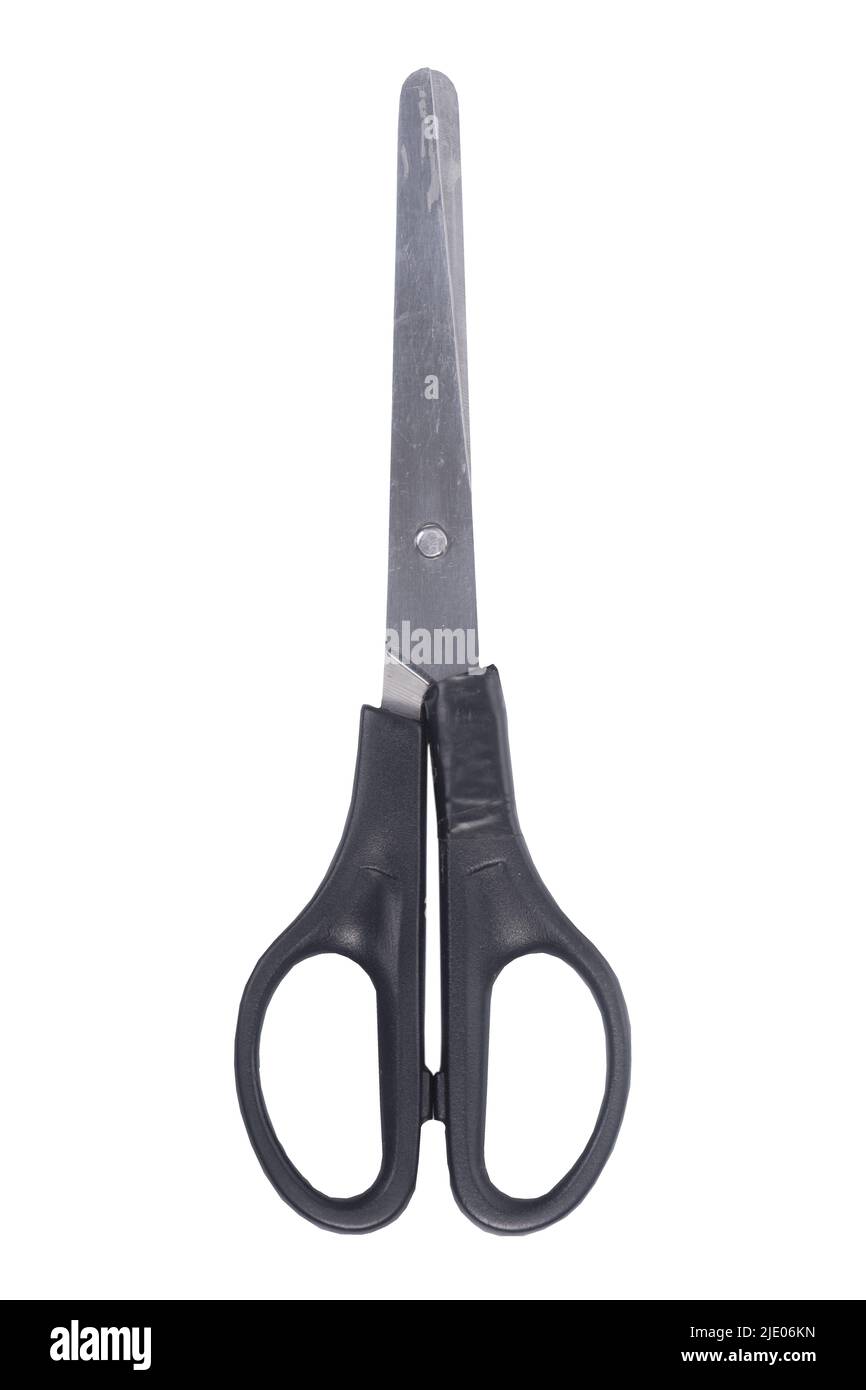 Old black stationery scissors isolated on white background Stock Photo