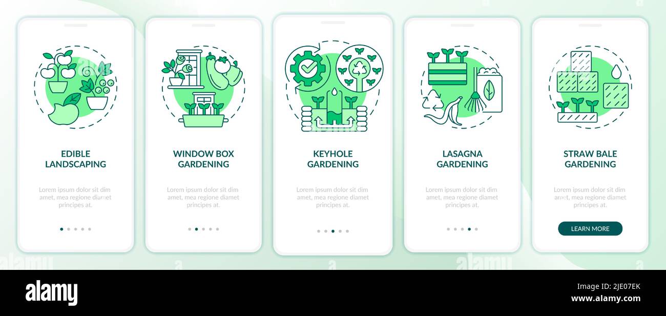 Ideas for gardeners green onboarding mobile app screen Stock Vector ...