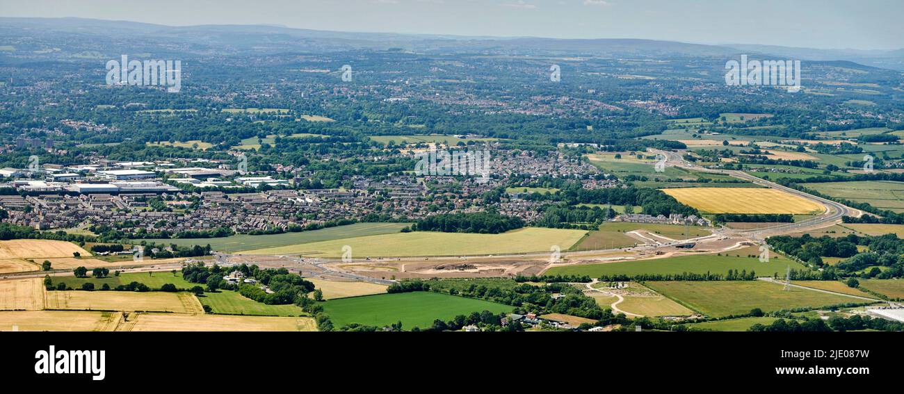 an aerial view of the new east Leeds orbital route, West Yorkshire, northern England, UK, Stock Photo
