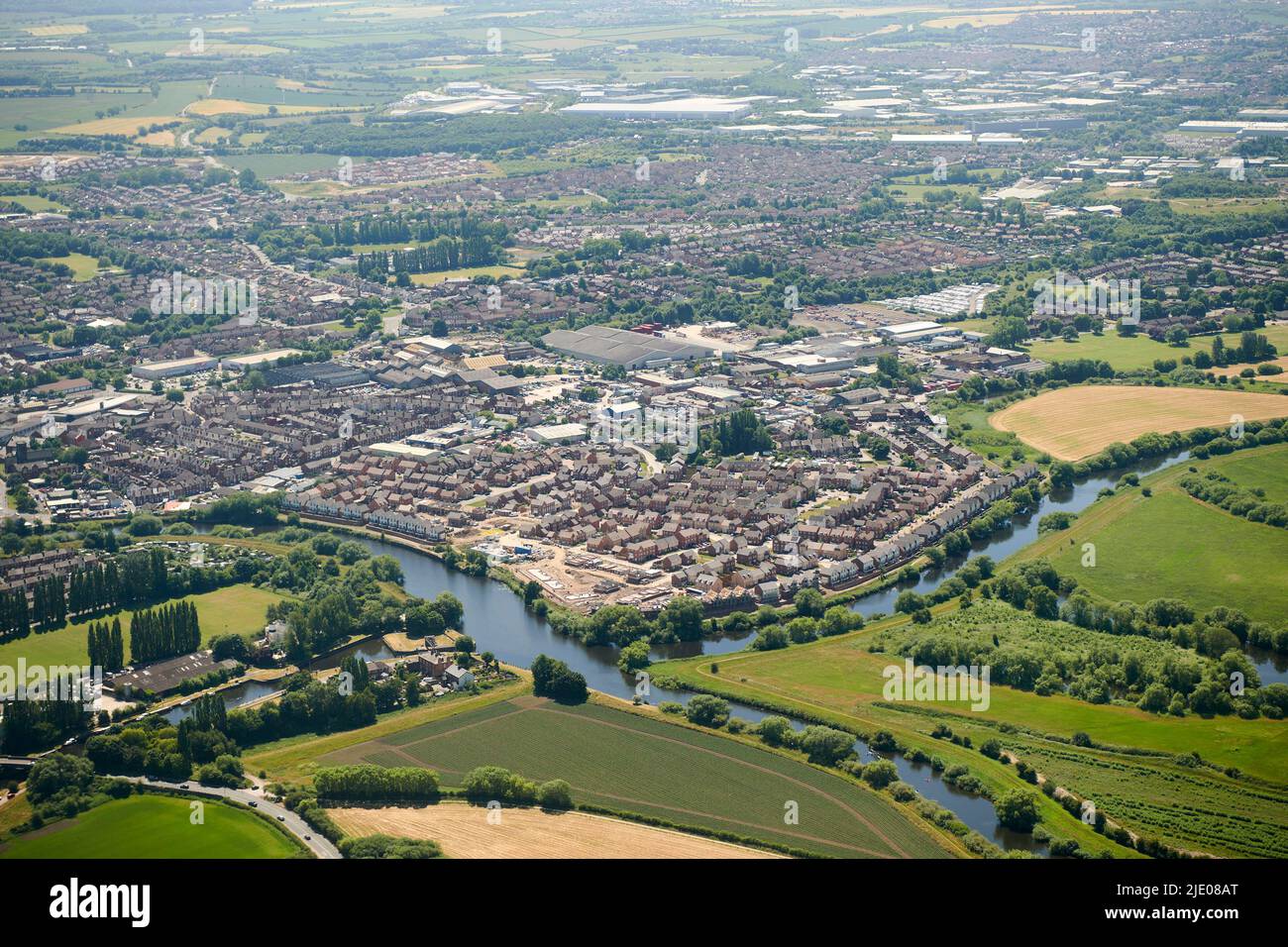 An aerial view of castleford, West Yorkshire, northern England, UK