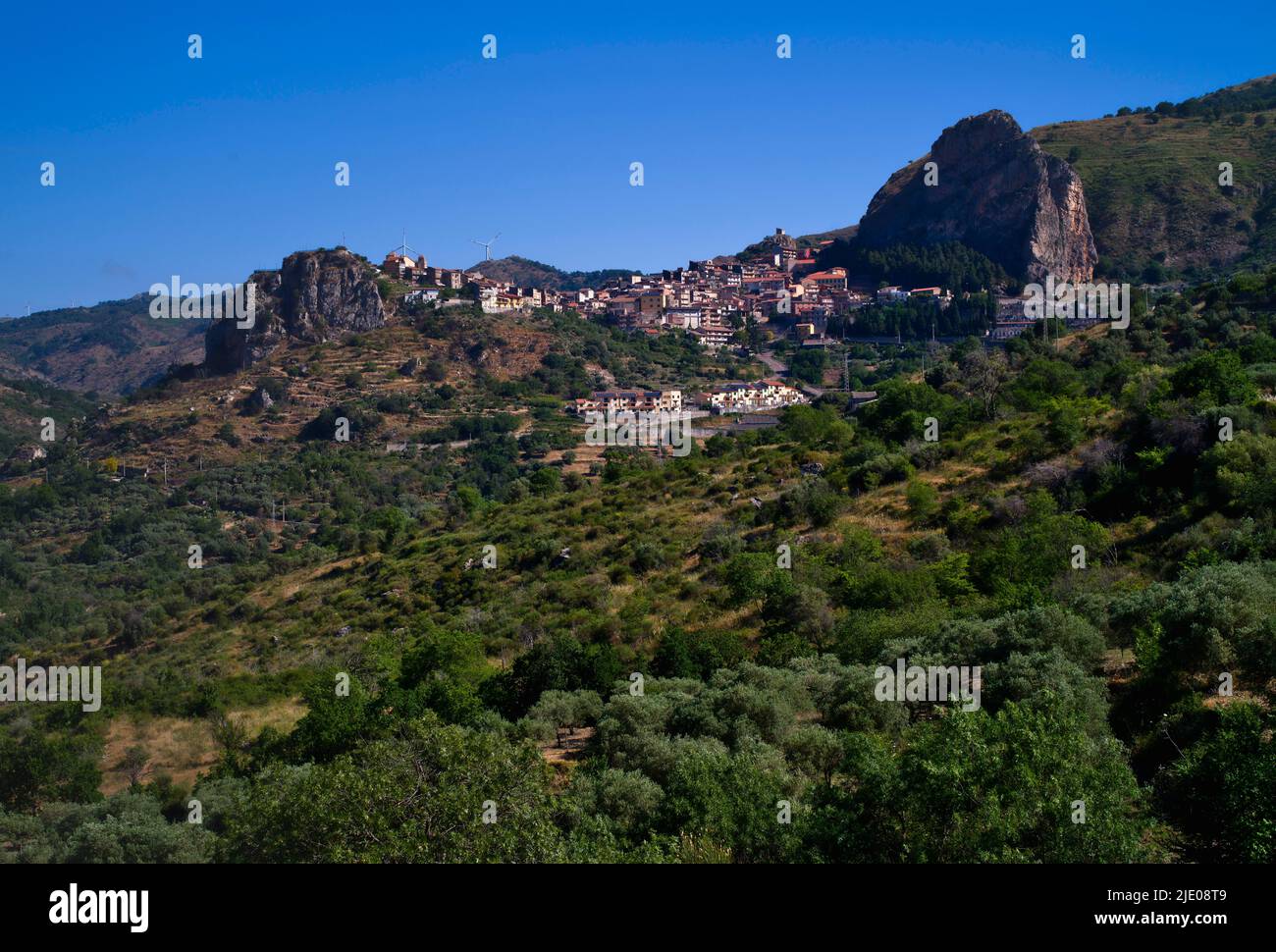 Mountain Village Roccella Valdemone, Sicily, Italy Stock Photo