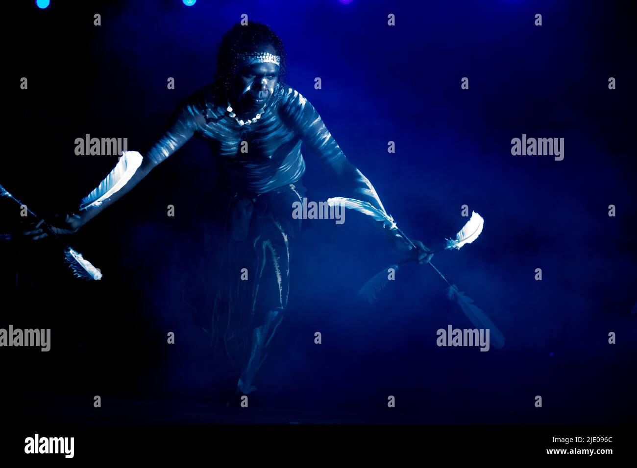Aboriginal Australian indigenous dancer performing live on stage with ...