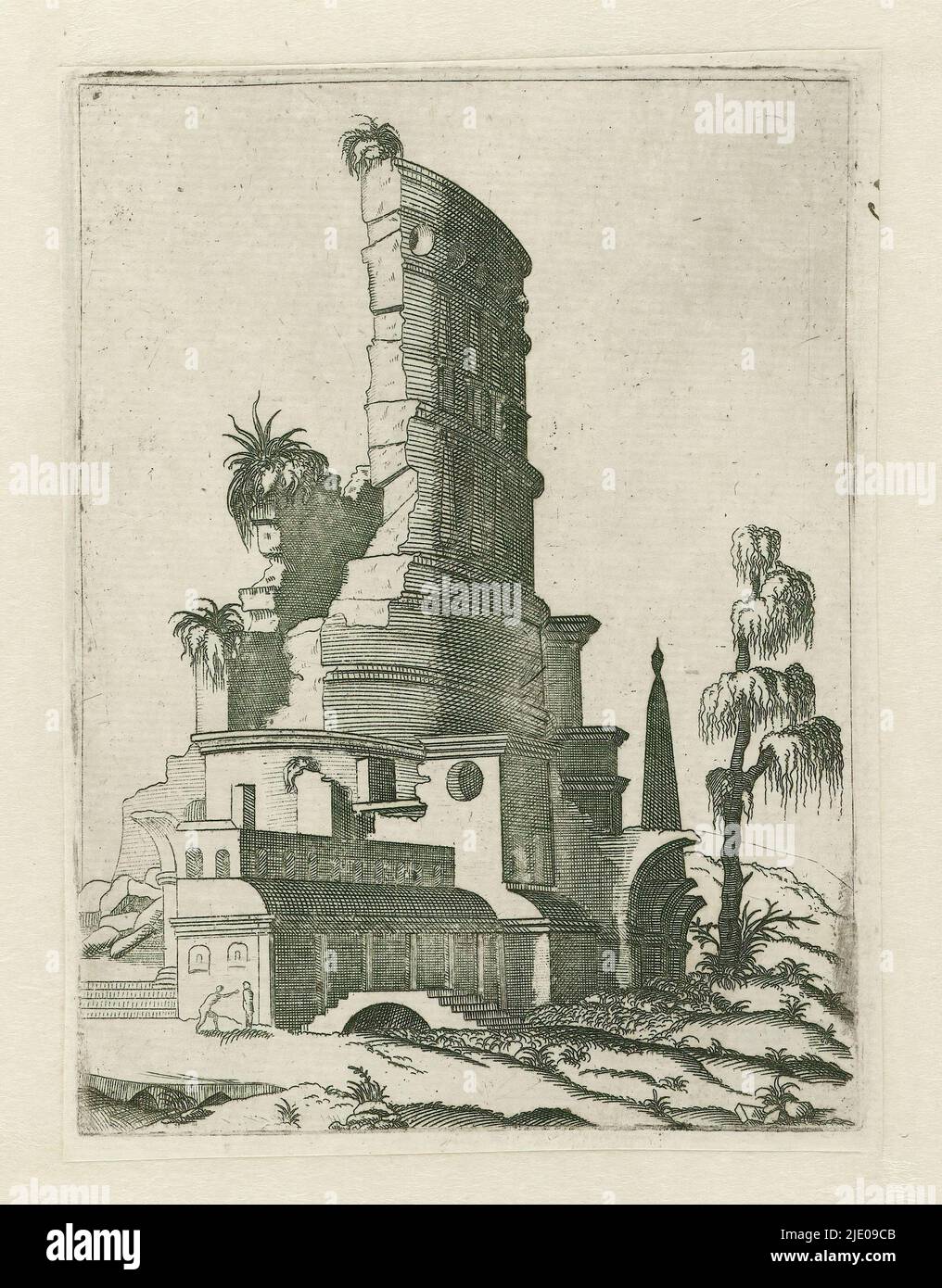 Landscape with ruins and a tree on the right, Ruinarum variarum ...