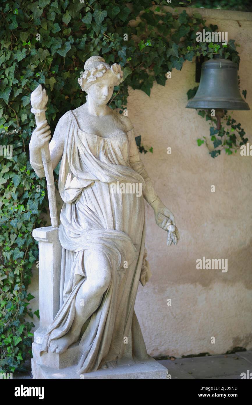 Allegorical female figure with torch, Municipal Lapidarium, State Capital Stuttgart, Baden-Wuerttemberg, Germany Stock Photo