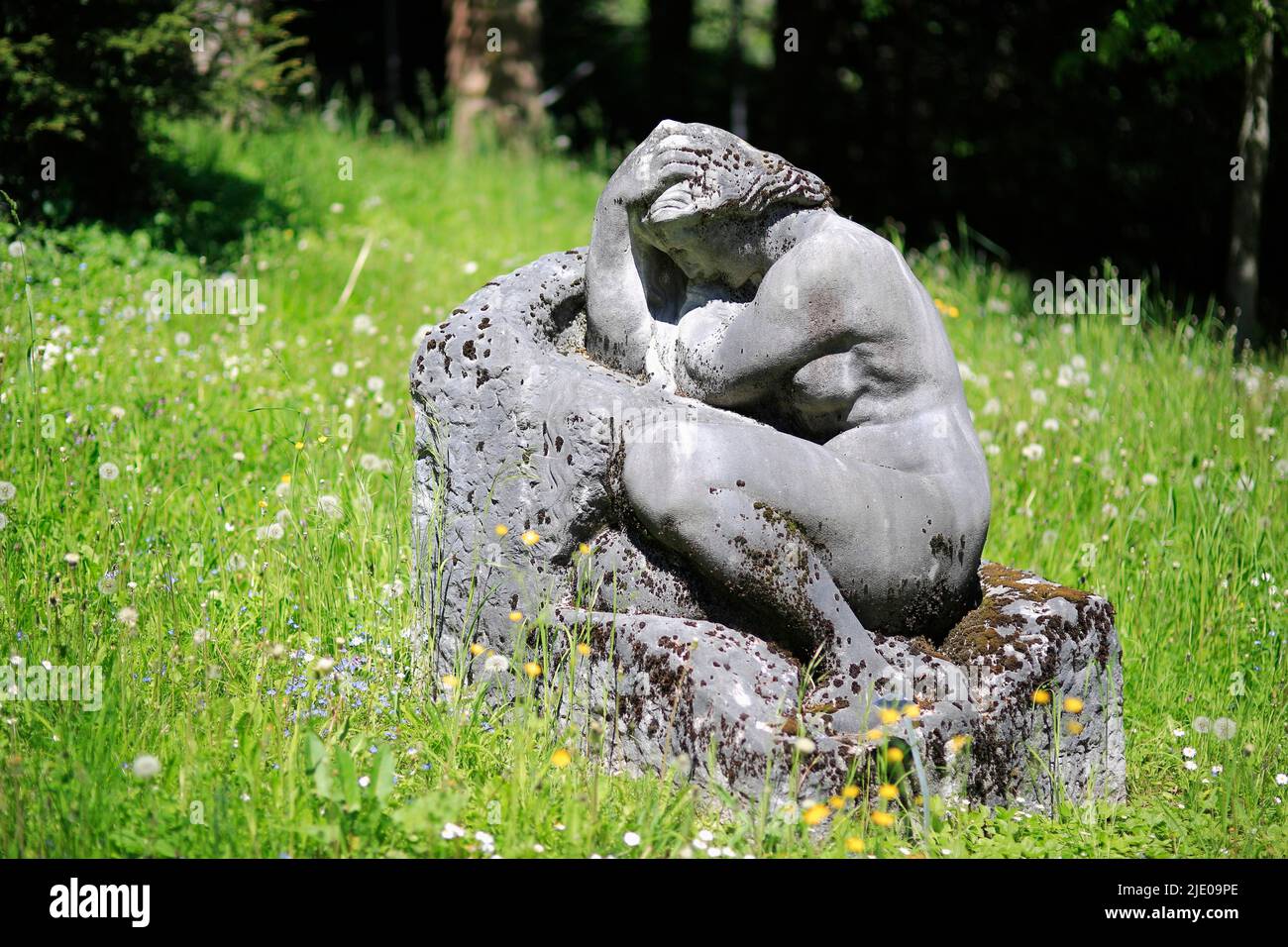 Marble sculpture Mourners, Municipal Lapidarium, State Capital Stuttgart, Baden-Wuerttemberg, Germany Stock Photo