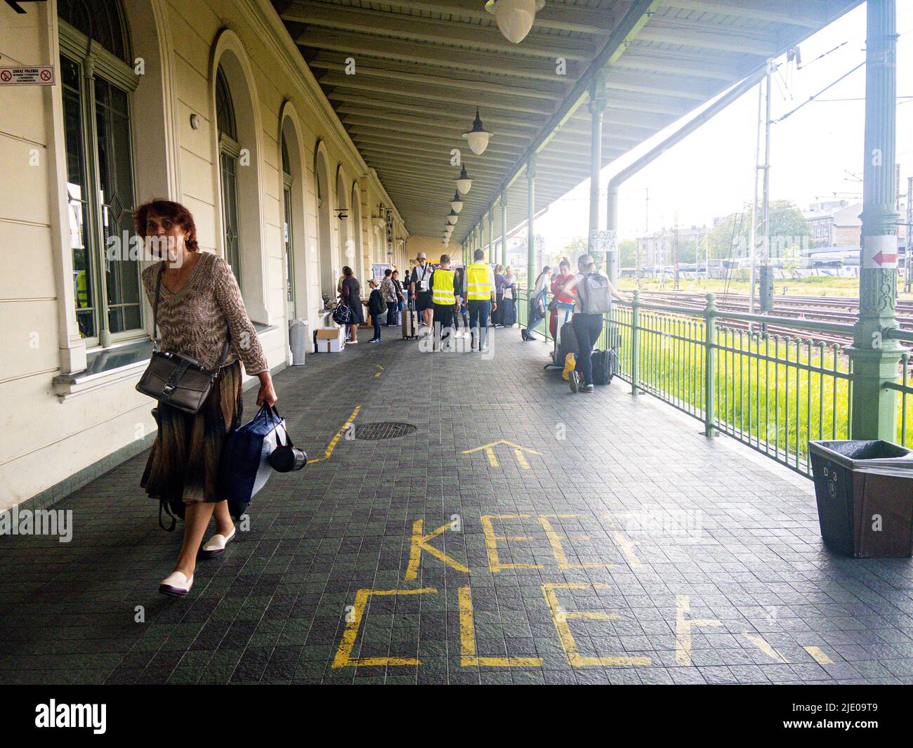 Przemysl, Poland. Railway Station, where Ukrainian Refugees and Victims of War first enter the European Union, on their way to a safe place from the Bombing and Shelling during the Russian Invasion. Stock Photo